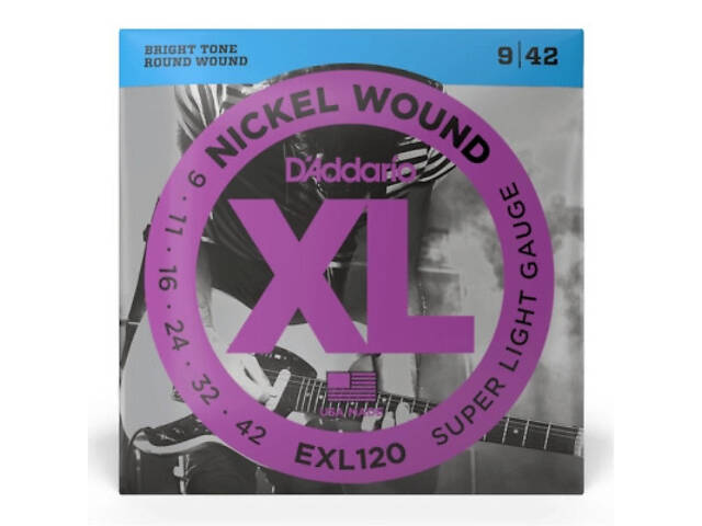Струни для гітари D'Addario XL Nickel Wound Super Light (09-42) (EXL120) - Фото 1