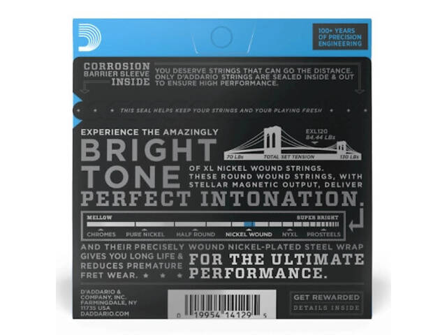 Струни для гітари D'Addario XL Nickel Wound Super Light (09-42) (EXL120) - Фото 3