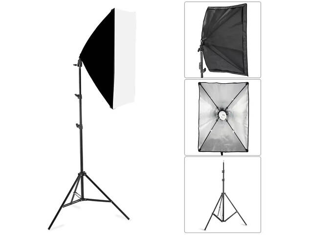 Студийный свет RESTEQ с патроном E27 и софтбоксом 50x70 см для фотостудии с регулируемой стойкой 2.2 м для профессиональ - Фото 3