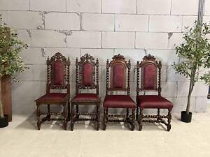 Стульяцы, 4 шт. Антикварные - ХІХ ст. Французские ?? Дубовые, резьбовые. Перетянутые в новую ткань. В хорошем состоянии