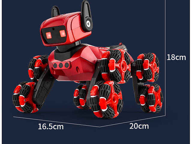 Stunt Dog Red 8-wheel robot dog Восьмиколісна трюкова собака-робот + Парогенератор + Пульт на руку - Фото 3