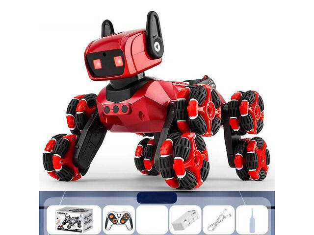 Stunt Dog Red 8-wheel robot dog Восьмиколісна трюкова собака-робот + Парогенератор + Пульт на руку - Фото 6