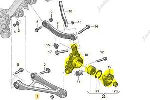 Ступица (кулак цапфа) задняя левая Touareg (2003-2006) дорестайл 7L6505435A