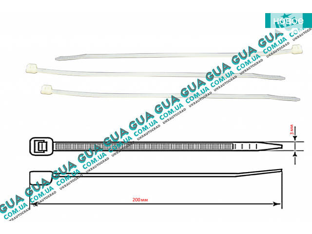 Стяжка/хомут пластиковий L200x3 (білий) 1шт 0003