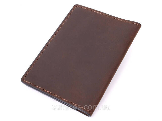 Стильна шкіряна обкладинка на паспорт з утримувачем для Apple AirTag GRANDE PELLE 11621 Коричневий - Фото 2