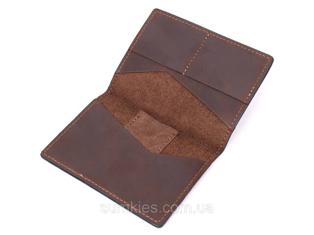 Стильна шкіряна обкладинка на паспорт з утримувачем для Apple AirTag GRANDE PELLE 11621 Коричневий - Фото 6