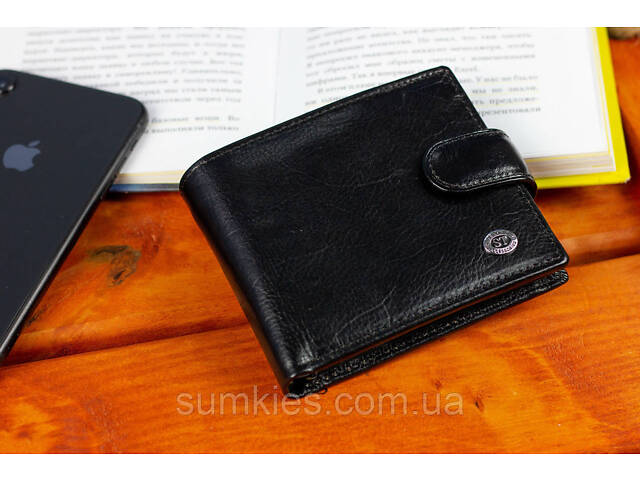 Стильне шкіряне портмоне ST Leather В 103 Чорний - Фото 7