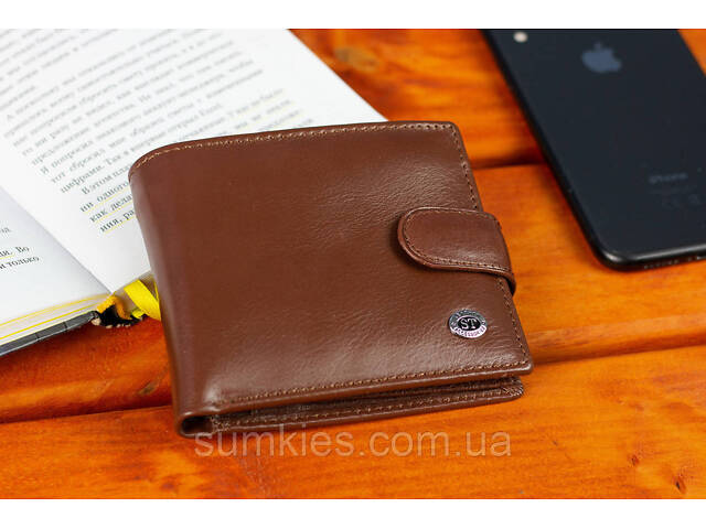 Стильне шкіряне чоловіче портмоне ST Leather В103 Коричневий - Фото 2