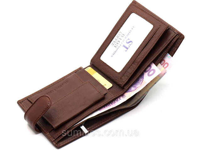 Стильне шкіряне чоловіче портмоне ST Leather В103 Коричневий - Фото 9