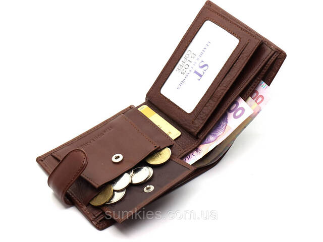 Стильне шкіряне чоловіче портмоне ST Leather В103 Коричневий - Фото 10