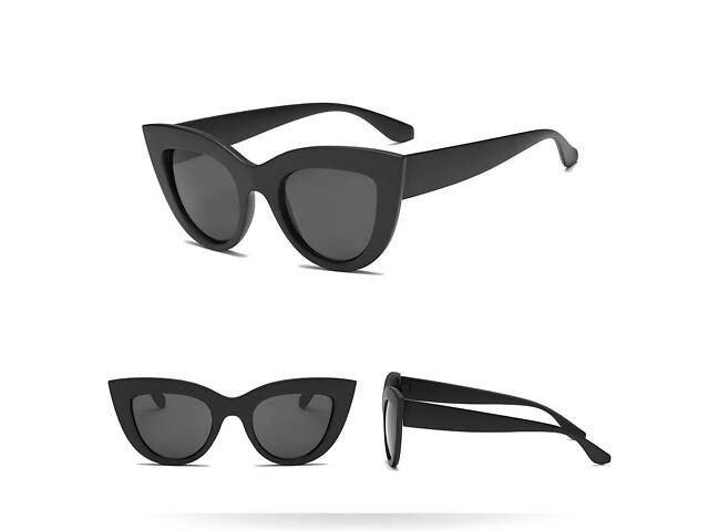 Стильные черные солнцезащитные очки RESTEQ Cat Eye с защитой от ультрафиолета и модным дизайном - Фото 2