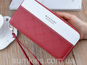 Стильний жіночий гаманець клатч на 2 блискавки з ремінцем на руку