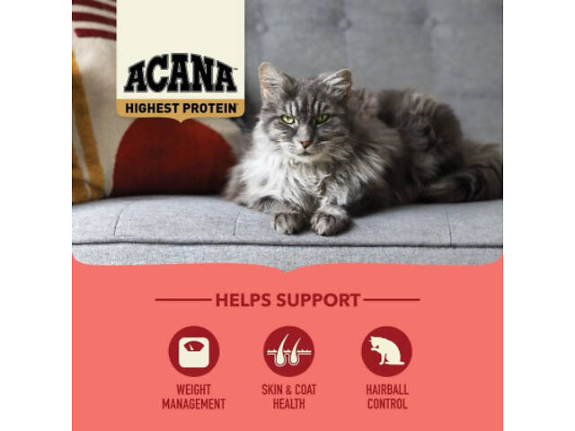 Сухий корм для кошек ACANA Highest Protein Indoor 4.5 кг (0064992723989) - Фото 6