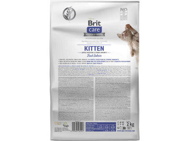 Сухий корм для кошек Brit Care Cat GF Kitten Gentle Digestion Strong Immunity з лососем 2 кг (8595602565047) - Фото 2
