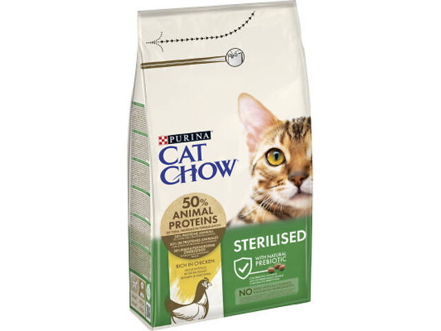 Сухий корм для кошек Purina Cat Chow Sterilised з куркою 1.5 кг (7613032233396) - Фото 6
