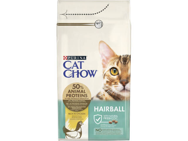Сухий корм для кошек Purina Cat Chow Hairball з куркою 1.5 кг (5997204514486) - Фото 1