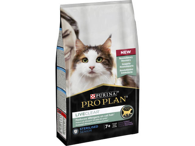 Сухий корм для кошек Purina Pro Plan LiveClear для стерилізованих котів старше 7 років 1.4 кг (7613287232731) - Фото 1