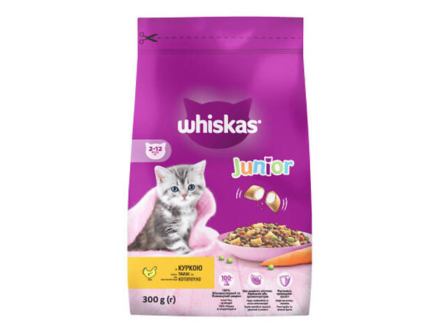 Сухий корм для кошек Whiskas Junior з куркою 300 г (5900951304378) - Фото 1