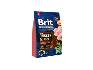 Сухой корм для щенков и молодых собак крупных пород Brit Premium Junior L со вкусом курицы 3 кг (8595602526420)
