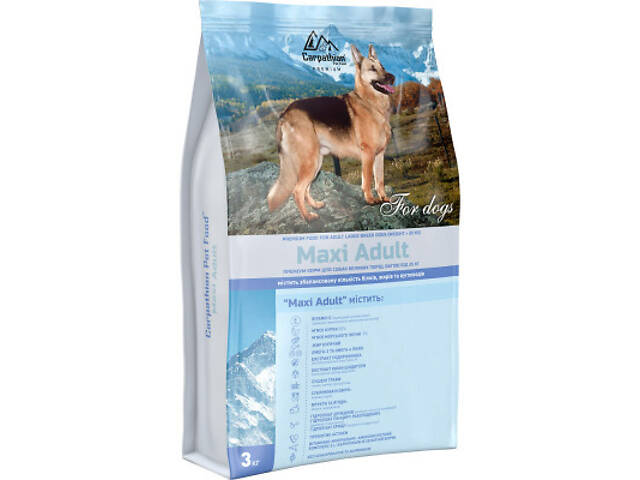 Сухий корм для собак Carpathian Pet Food Maxi Adult 3 кг (4820111140855) - Фото 1