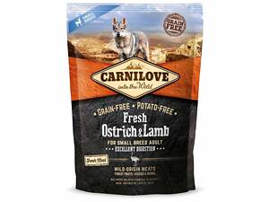 Сухой корм для взрослых собак мелких пород Carnilove Fresh со страусом и ягненком 1.5 кг (8595602527472)