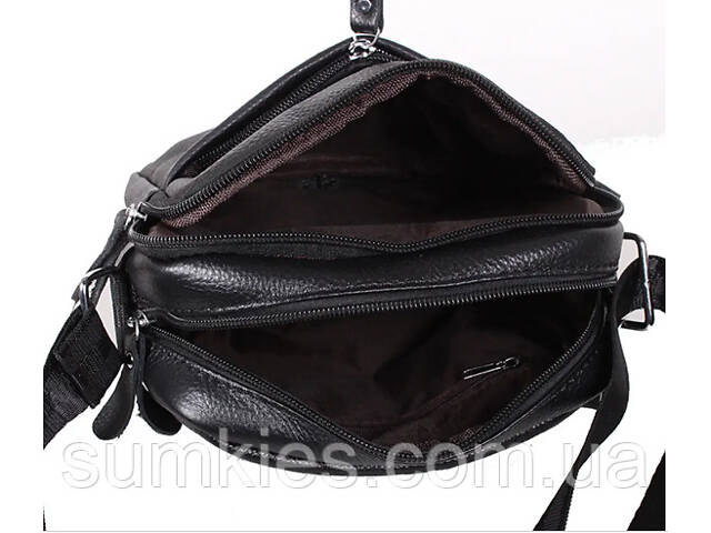 Сумка-барсетка чоловіча 19х22х5, месенджер через шкіряне плече Tiding Bag BON6165 чорний - Фото 2