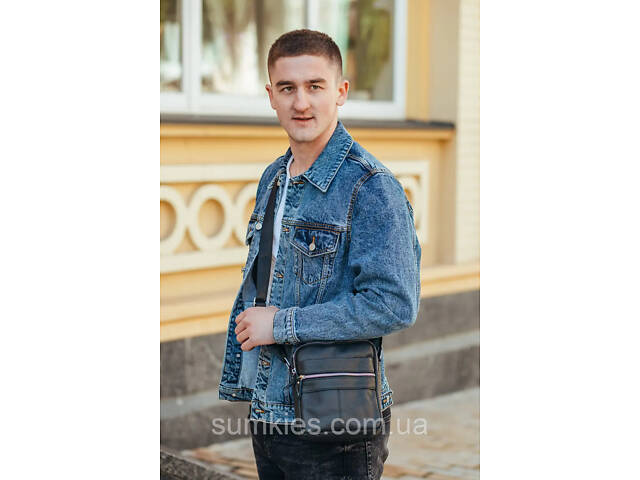 Сумка-барсетка чоловіча 19х22х5, месенджер через шкіряне плече Tiding Bag BON6165 чорний - Фото 8