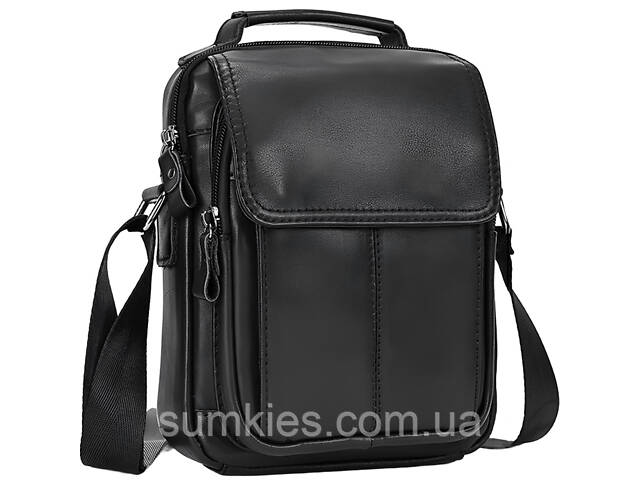 Сумка-барсетка чоловіча через плече 19х24х8, шкіряна сумочка планшет Tiding Bag TD-69291 чорна - Фото 1