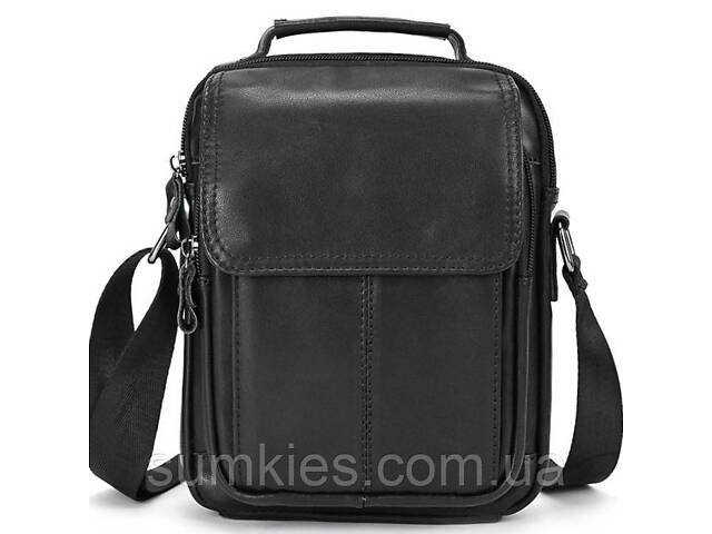 Сумка-барсетка чоловіча через плече 19х24х8, шкіряна сумочка планшет Tiding Bag TD-69291 чорна - Фото 2