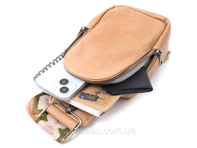 Сумка через плечо для женщин из экокожи Vintage 22790 Светло-коричневый - Фото 8