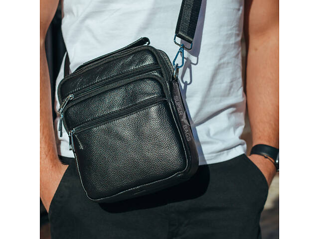 Сумка чорна чоловіча з натуральної шкіри Bexhill Bx4539NK - Фото 3