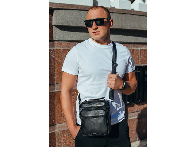 Сумка чорна чоловіча з натуральної шкіри Bexhill Bx4539NK - Фото 7