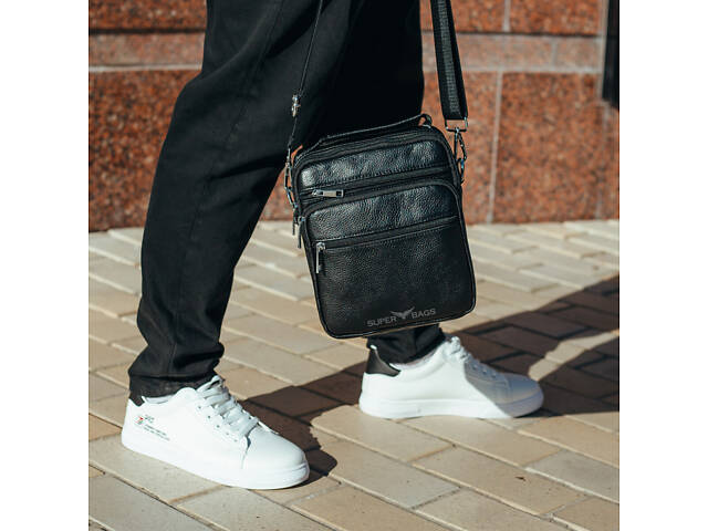 Сумка чорна чоловіча з натуральної шкіри Bexhill Bx4539NK - Фото 9