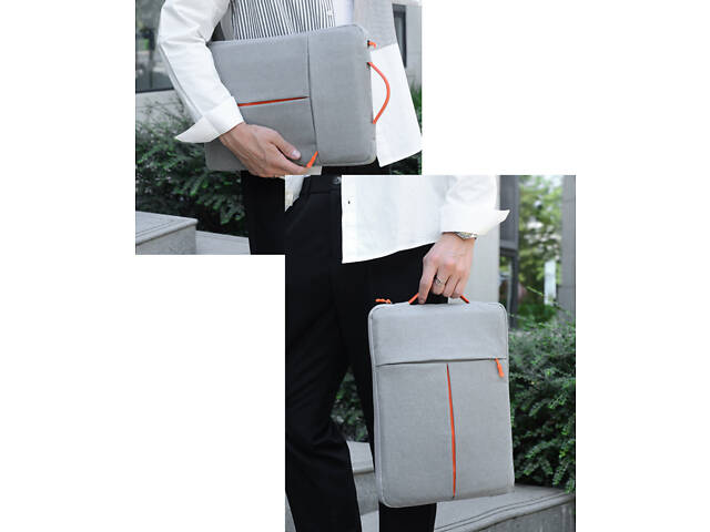 Сумка-чохол для ноутбука вертикальна Orange до 14,1', Сірий - Фото 3