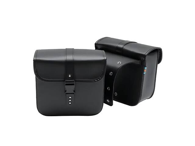 Сумка для мотоцикла RESTEQ 2 шт — мотосумки чорні з штучної шкіри 26х11,5х24 см, дорожні бокові сумки для байка - Фото 1