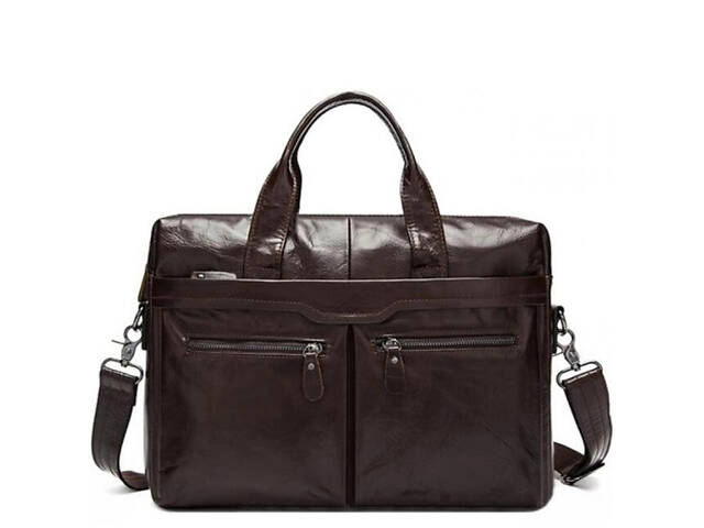 Сумка для ноутбука кожаная деловая коричневая 79005C - Фото 5