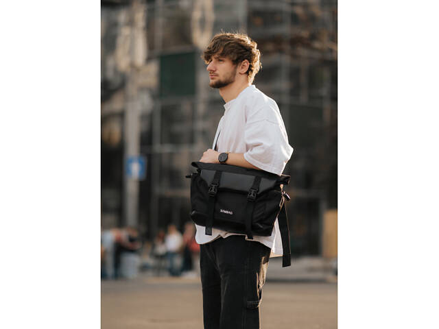 Сумка для ноутбука Sambag чорна з перфорацією - Фото 1