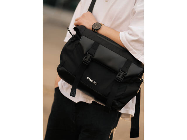 Сумка для ноутбука Sambag чорна з перфорацією - Фото 3