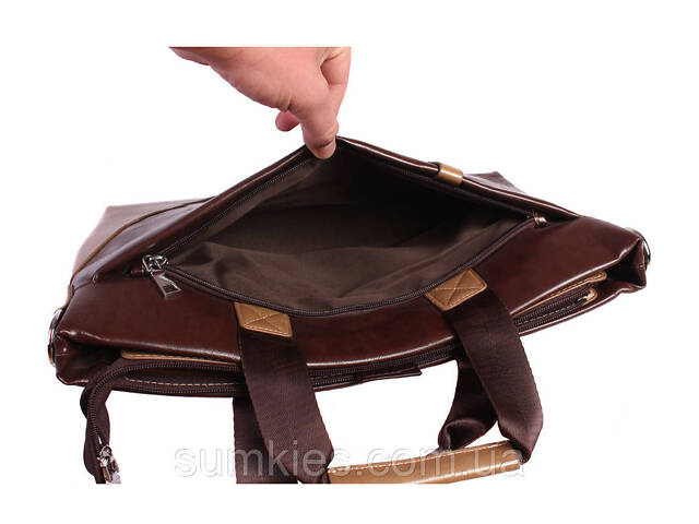 Сумка для ноутбука из искусственной кожи 30922 коричневая - Фото 3