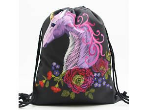 Сумка для взуття Вишита єдиноріг 11379 32х39 см чорна