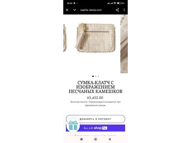 Сумка-клатч Sophia Alexia Beige Pebbles. Лондон. - Фото 2