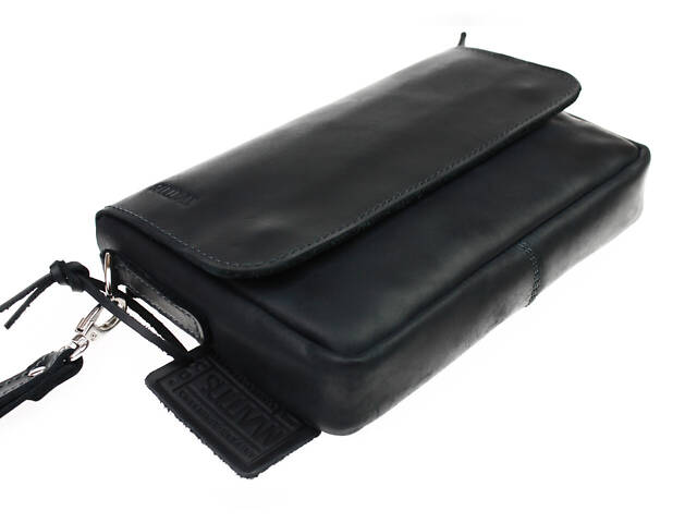 Сумка шкіряна маленька барсетка клатч smmbk13(25) чорна - Фото 2