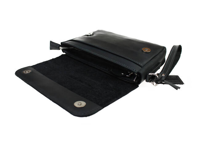 Сумка шкіряна маленька барсетка клатч smmbk13(25) чорна - Фото 3