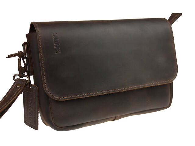 Сумка шкіряна маленька барсетка клатч smmbk13(25) коричнева - Фото 1