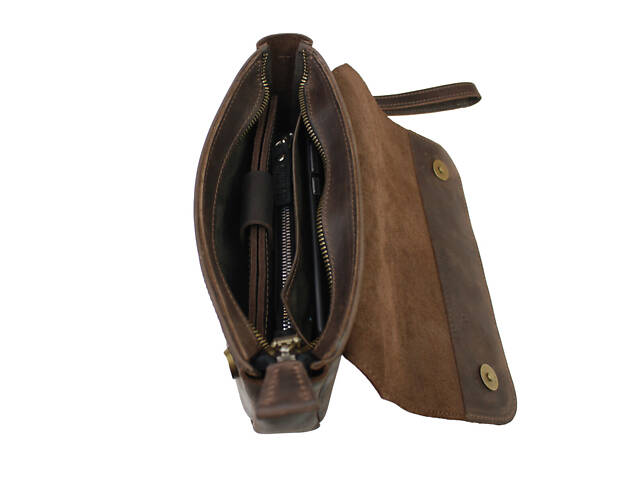Сумка шкіряна маленька барсетка клатч smmbk13(25) коричнева - Фото 5