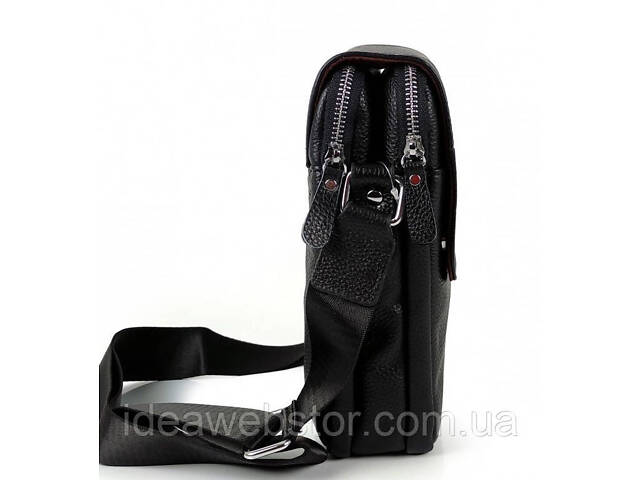 Сумка месенджер чорна чоловіча зі шкіри через плече Tiding Bag M1254A - Фото 6