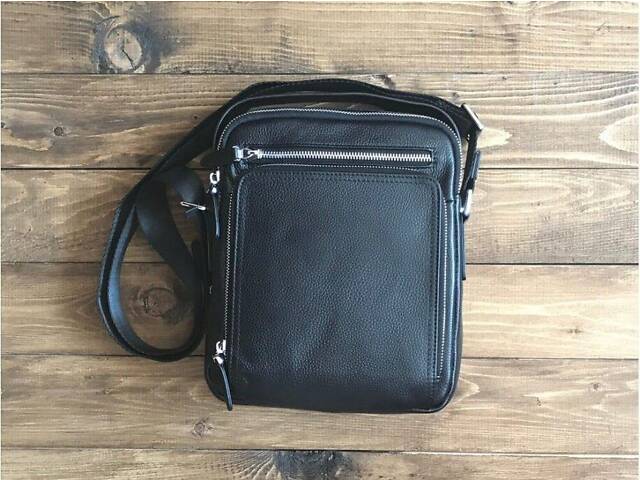 Сумка месенджер Vintage 14578 шкіряна Чорна - Фото 9