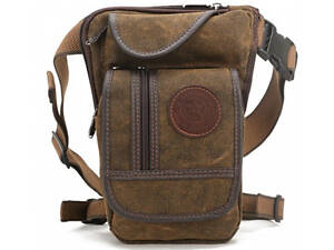 Сумка мото на бедро Aolailud холщевая коричневая