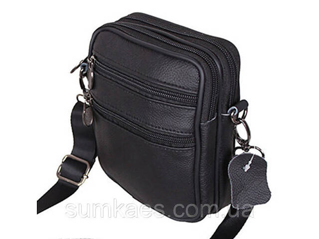 Сумка чоловіча шкіряна через плече компактна барсетка зі шкіри поясна шкіра16х12см - Фото 1