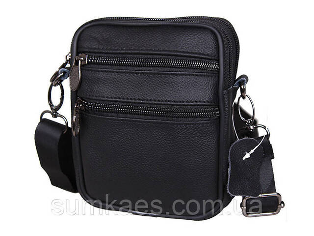 Сумка чоловіча шкіряна через плече компактна барсетка зі шкіри поясна шкіра16х12см - Фото 2